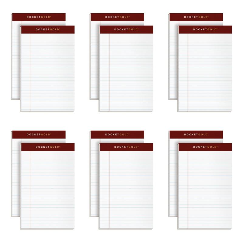 TOPS Docket Gold Premium Writing Pad, 5in x 8in, Legal Ruled, 50 Sheets, White (Min Order Qty 2) MPN:63910