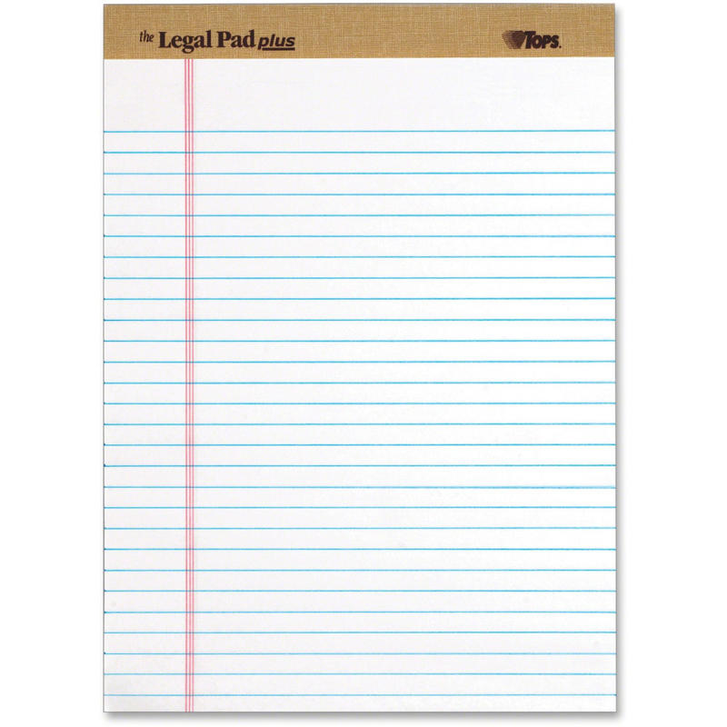 Tops The Legal Pad 71533 Notepad - 50 Sheets - Letter - 8 1/2in x 11in - White Paper - Perforated - 1 Dozen MPN:71533