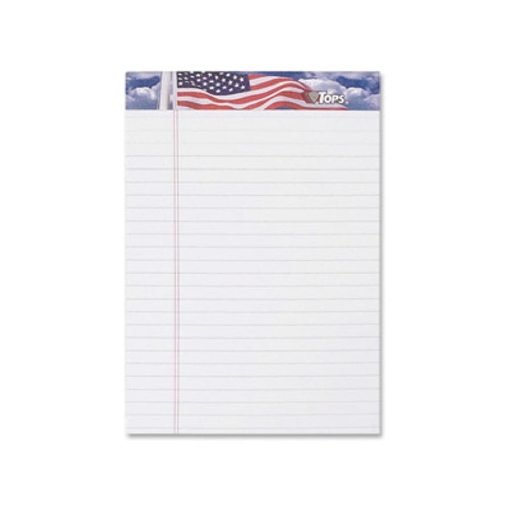 TOPS American Pride Binding Legal Writing Tablet - Jr.Legal - 50 Sheets - Strip - 16 lb Basis Weight - Jr.Legal - 5in x 8in - White Paper - Perforated, Bleed Resistant - 3 / Pack (Min Order Qty 7) MPN:75103