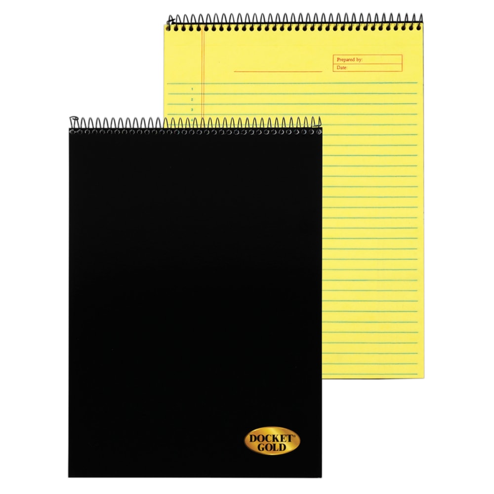 TOPS Docket Gold Wirebound Writing Tablet, 8 1/2in x 11in, 70 Sheets, Canary (Min Order Qty 4) MPN:99703