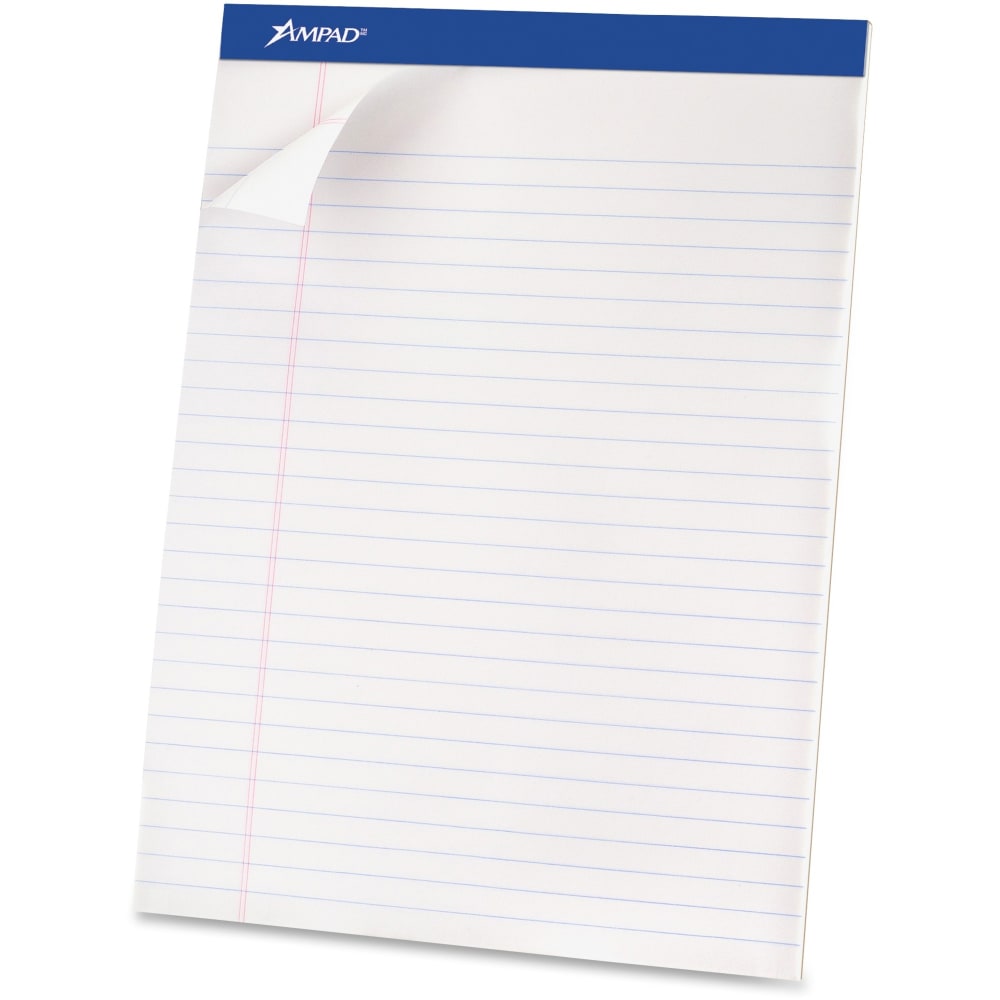Ampad Basic Micro Perforated Writing Pads, 50 Sheets, Stapled, Wide Ruled, 8 1/2in x 11 3/4in, White Paper, Pack Of 12 (Min Order Qty 3) MPN:AMP20360