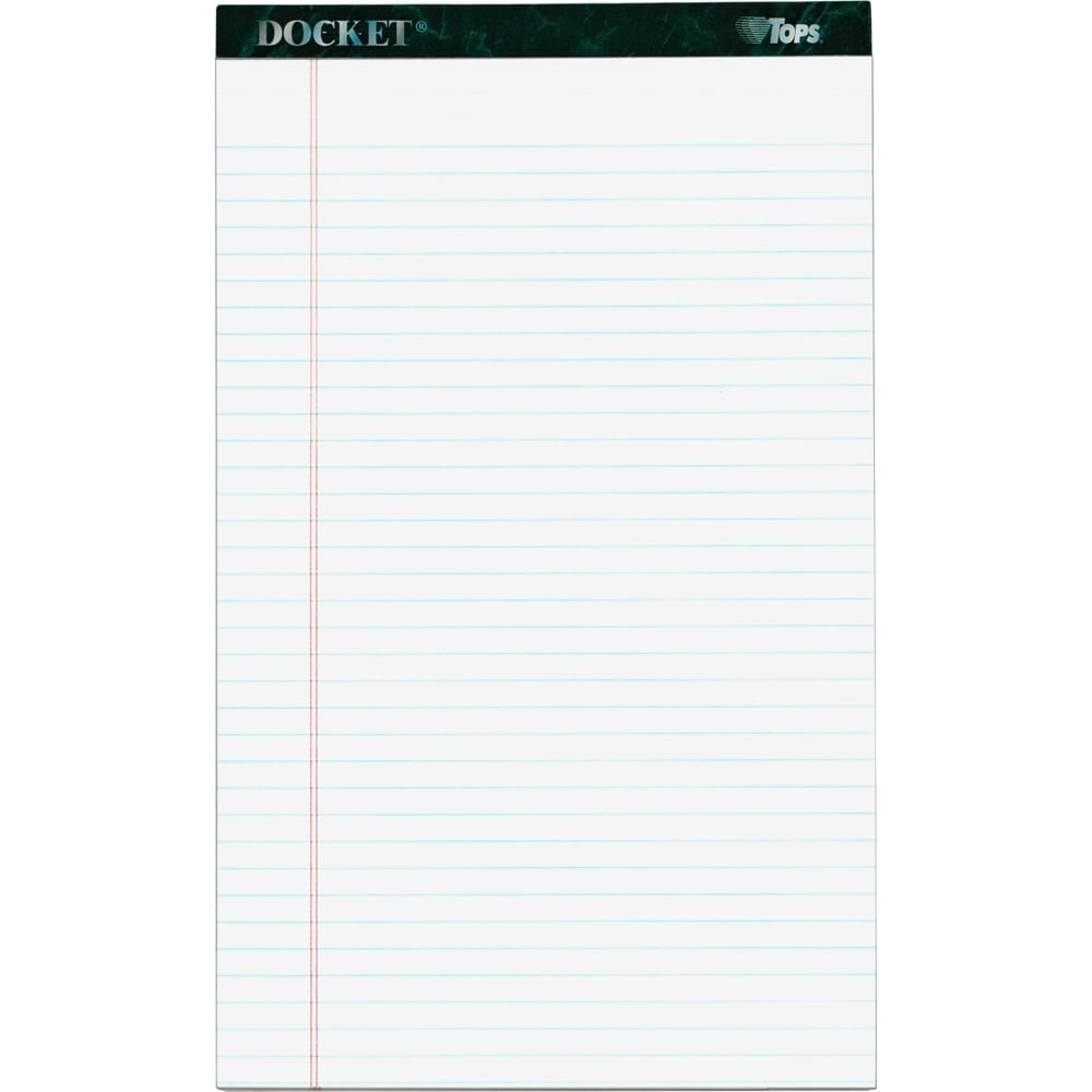 TOPS Docket Letrr-Trim Legal Pads, 8.5in x 14in, Legal Ruled, 50 Sheets, Green Marble, Pack Of 12 MPN:TOP63590