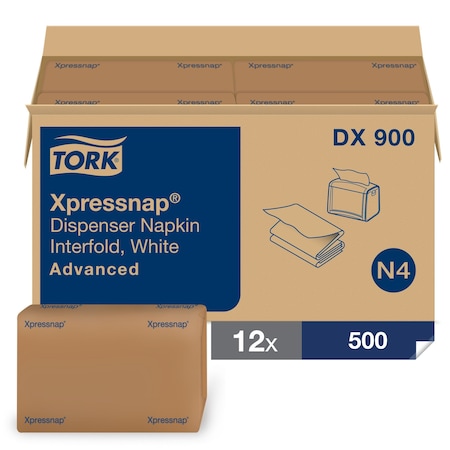 Dispenser Napkins, Interfold, 1-Ply, White, 12 PK MPN:DX900