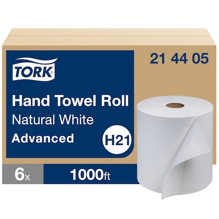Hardwound Paper Towel Roll, 1 Ply, Continuous Roll Sheets, 1, 000 ft, White, 6 PK MPN:214405