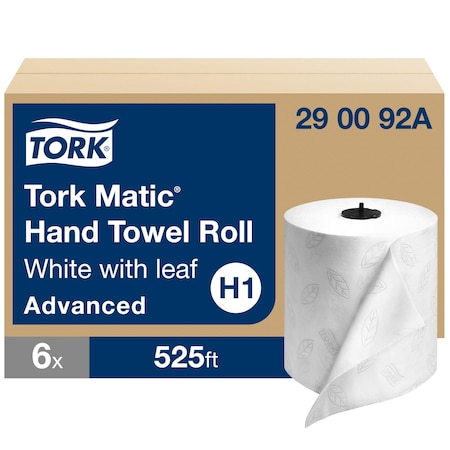 Hardwound Paper Towel Roll, 2 Ply, Continuous Roll Sheets, 525 ft, White, 6 PK MPN:290092A
