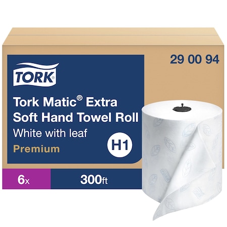 Hardwound Paper Towel Roll, 2 Ply, Continuous Roll Sheets, 300 ft, White, 6 PK MPN:290094