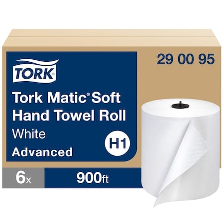 Hardwound Paper Towel Roll, 1 Ply, Continuous Roll Sheets, 900 ft, White, 6 PK MPN:290095
