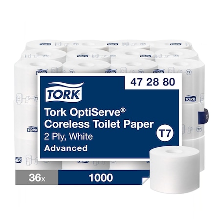Coreless, 2 Ply, 1, 000 Sheets, White, 36 PK MPN:472880