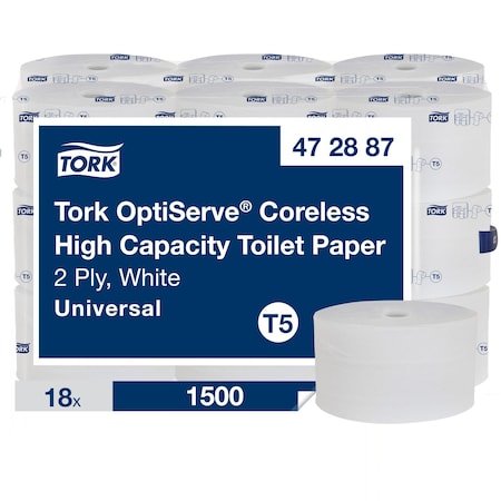 Coreless, 2 Ply, 1, 500 Sheets, White, 18 PK MPN:472887