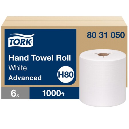 Hardwound Paper Towel Roll, 1 Ply, Continuous Roll Sheets, 1, 000 ft, White, 6 PK MPN:8031050