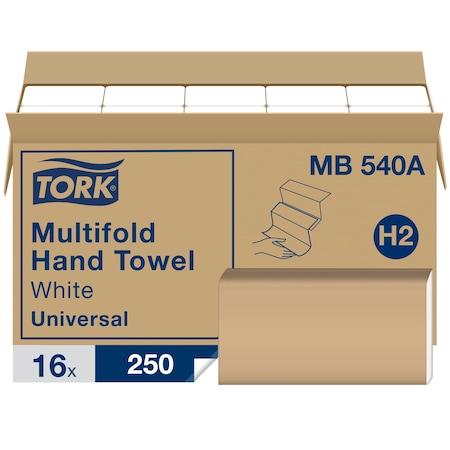 Multifold Paper Towel Sheets, 1 Ply, 250 Sheets, White, 16 PK MPN:MB540A