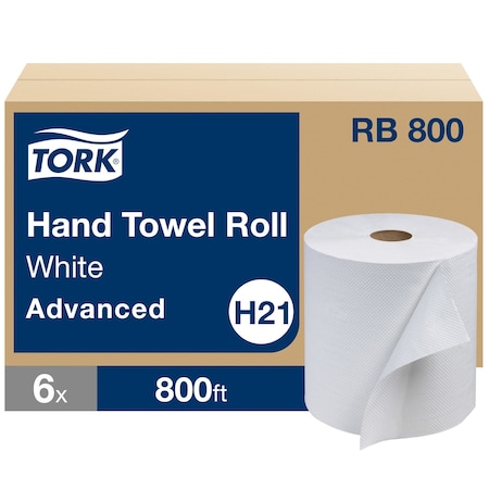 Hardwound Paper Towel Roll, 1 Ply, Continuous Roll Sheets, 800 ft, White, 6 PK MPN:RB800