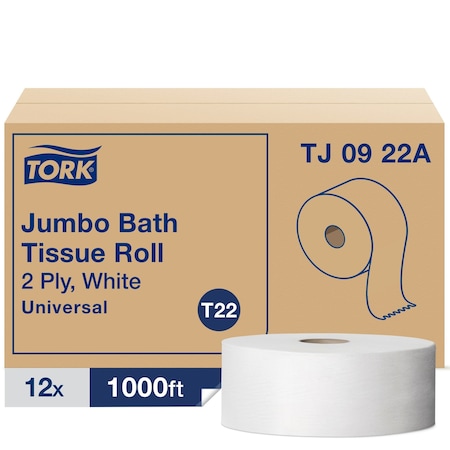 Jumbo Core, 2 Ply, Continuous Sheets, White, 12 PK MPN:TJ0922A