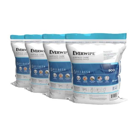 Cleaning Wipes, White, 8 in x 6 in, Lemon 900 Count, PK4 MPN:192830