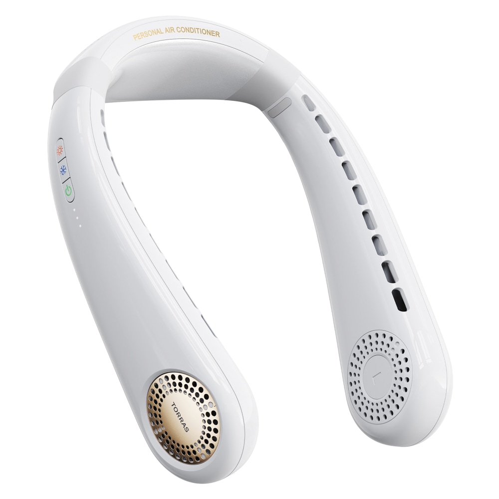 Torras COOLiFY Air 3-Speed Portable Neck Fan, 2-1/2inH x 6-7/8inW x 10-1/4inD, White MPN:00FX1293