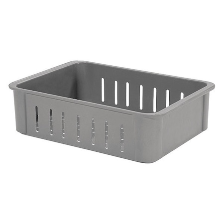 Vented & Stackable Straight Wall Storage Container, 6 gal, 23-3/8 in L x 12 in W x 6 in H, Gray MPN:80834851361203