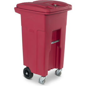 Toter Regulated Medical Waste Cart With Bio Hazard Logo and Casters 32 Gallon - Red RMC32-00RED