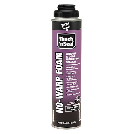 Spray Foam Sealant, 20 oz, Aerosol Can, White, Polyurethane Base, No-Warp MPN:7565029712
