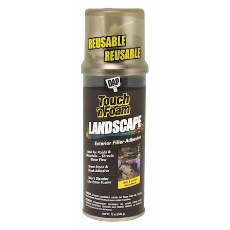 Landscape Adhesive Foam, 12 oz, Aerosol Can, Black, R-4 MPN:7565040440