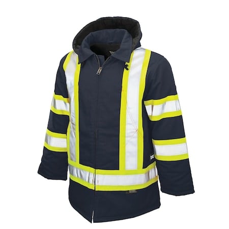Hi-Vis Parka, 100% Cotton 10 oz. Duck, Class 1 Type O, Navy, 3XL MPN:S15721