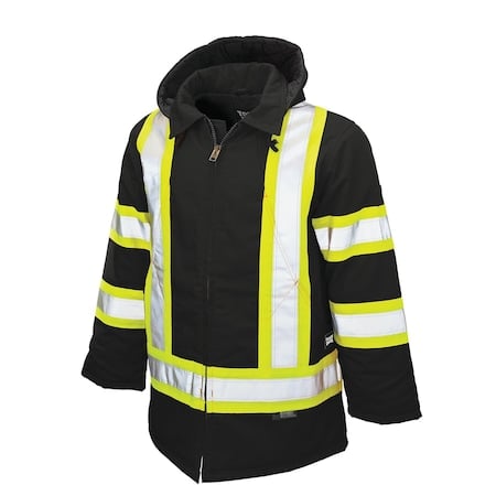 Hi-Vis Parka, 100% Cotton 10 oz. Duck, Class 1 Type O, Black, 2XLT MPN:S15751