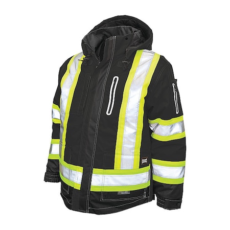 Men's Hi-Vis 4-in-1 Safety Jacket, 300D Ripstop, 100% Polyester, Black, Xl MPN:S18711