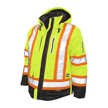 Men's Hi-Vis 4-in-1 Safety Jacket, 300D Ripstop, 100% Polyester, Green, Xl MPN:S18711