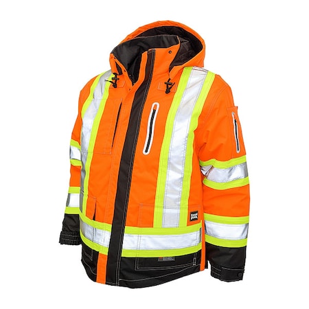 Men's Hi-Vis 4-in-1 Safety Jacket, 300D Ripstop, 100% Polyester, Orange, L MPN:S18711