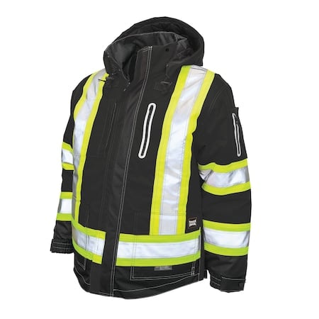 Hi-Vis 4-in-1 Safety Jacket, 300D Ripstop, 100% Polyester, Class 1 Type O, Black, XS MPN:S18711