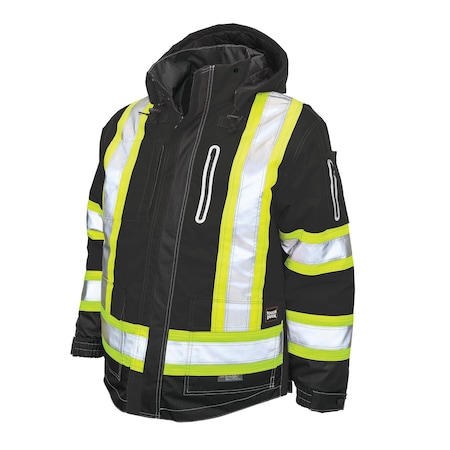 Hi-Vis 4-in-1 Safety Jacket, 300D Ripstop, 100% Polyester, Class 1 Type O, Black, 4XL MPN:S18731