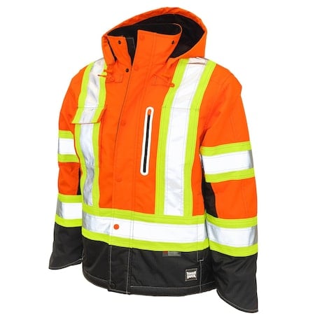 Men's Hi-Vis Safety Jacket, 300D Ripstop, 100% Polyester, Hi-Vis Orange, 3XL MPN:S24521