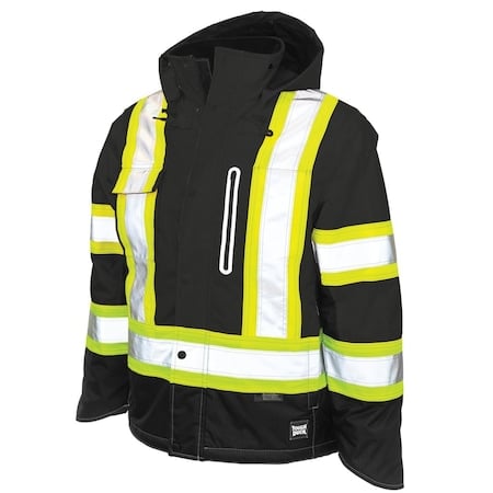 Men's Hi-Vis Safety Jacket, 300D Ripstop, 100% Polyester, Black, 3XLT MPN:S24551