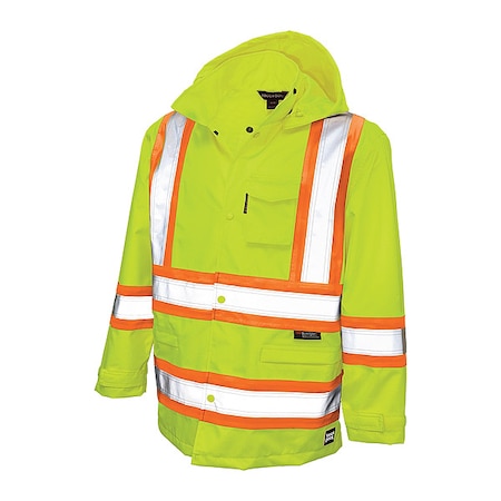 Rain Jacket, Polyester, Polyurethane, Class 3 Type R, Green, 3XL MPN:S37221