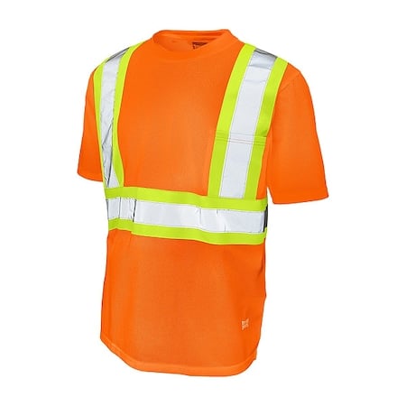High Visibility Short Sleeve Shirt, 2, R, Polyester, Orange, 5XL MPN:S39231