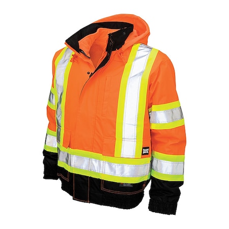 Men's Hi-Vis 3-in-1 Safety Bomber Jacket, 300D Poly Oxford with PU Coating, Fluorescent Orange, M MPN:S41311