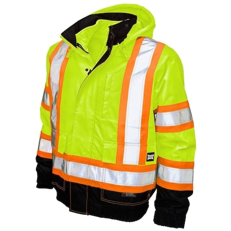 Men's Hi-Vis 3-in-1 Safety Bomber Jacket, 300D Poly Oxford with PU Coating, Type R, 4XL MPN:S41331