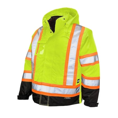 Men's Hi-Vis 5-in-1 Safety Jacket, 300D Poly Oxford with PU Coating, Fluorescent Green, Xl MPN:S42611