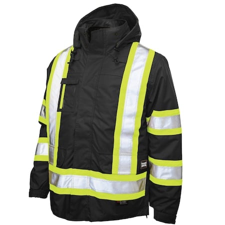Men's Hi-Vis 5-in-1 Safety Jacket, 300D Poly Oxford with PU Coating, Black, XLT MPN:S42641