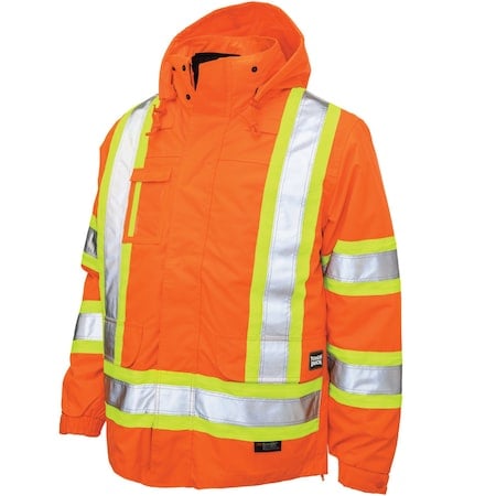 Hi-Vis 5-in-1 Safety Jacket, 300D Poly Oxford with PU Coating, Class 3 Type R, Solid Orange, 3XLT MPN:S42651