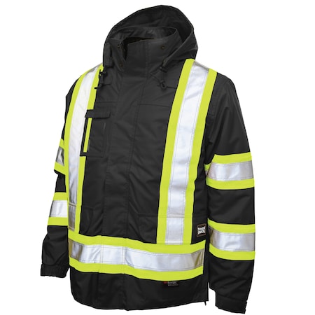 Hi-Vis 5-in-1 Safety Jacket, 300D Poly Oxford with PU Coating, Class 1 Type O, Black, 3XLT MPN:S42651