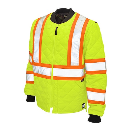 Men's Hi-Vis Quilted Safety Jacket, 100% Polyester, Fluorescent Green, M MPN:S43211