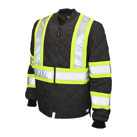 Hi-Vis Quilted Safety Jacket, 100% Polyester, Class 1 Type O, Black, 4XL MPN:S43231