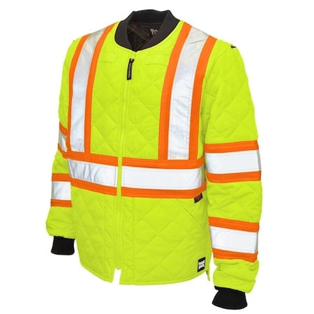 Men's Hi-Vis Quilted Safety Jacket, 100% Polyester, Fluorescent Green, XLT MPN:S43241