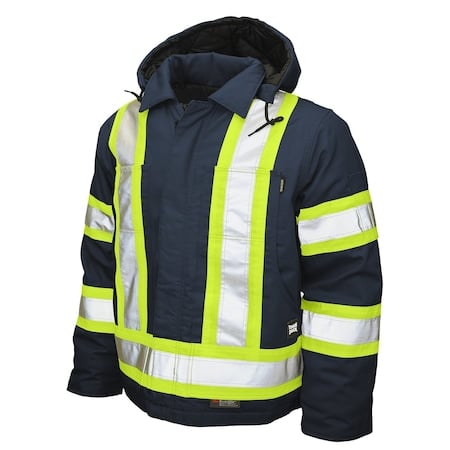 Hi-Vis Safety Jacket, 100% Cotton 10 oz Duck, Class 1 Type O, Navy, XS MPN:S45711
