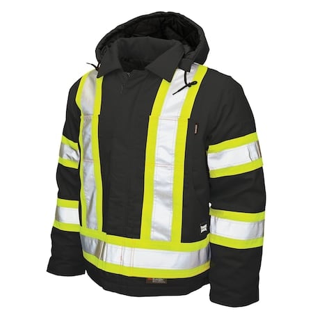 Hi-Vis Safety Jacket, 100% Cotton 10 oz Duck, Class 1 Type O, Black, 4XL MPN:S45731