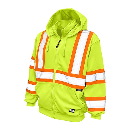 High Visibility Hooded Sweatshirt, 2, R, Polyester, Green/Yellow, M MPN:S49411