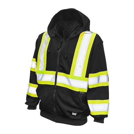 High Visibility Sweatshirt, 1, O, Polyester, Black, 2XL MPN:S49421