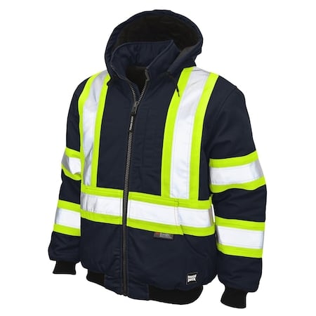 Hi-Vis Safety Bomber Jacket, 100% Cotton 10 oz Duck, Class 1 Type O, Navy, XS MPN:SJ251