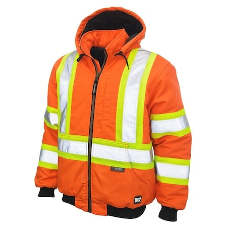 Hi-Vis Safety Bomber Jacket, 100% Cotton 10 oz Duck, Class 1 Type O, Orange, 2XL MPN:SJ251