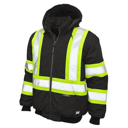 Hi-Vis Safety Bomber Jacket, 100% Cotton 10 oz Duck, Class 1 Type O, Black, 2XL MPN:SJ251